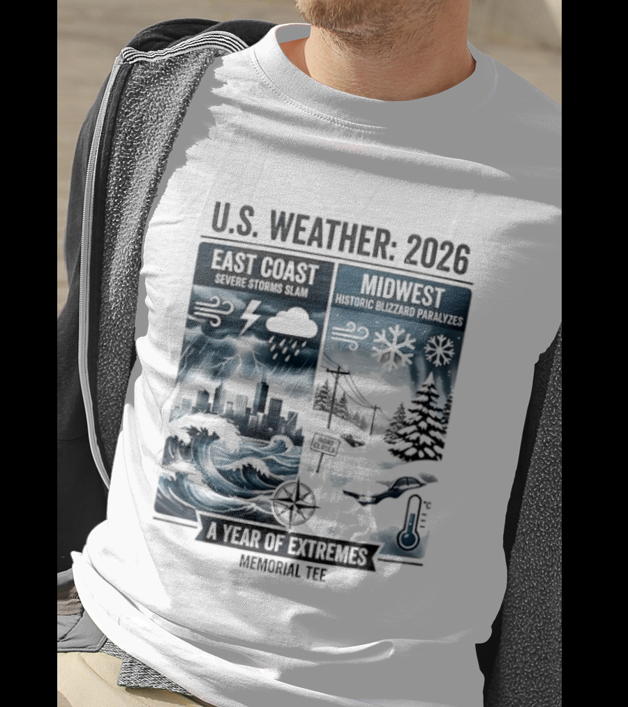 U.S. Weather 2026 East Coast Midwest A Year Of Extremes Memorial T-Shirt