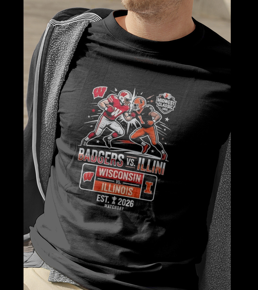 Badgers Vs Illini Wisconsin Vs Illinois Midwest Classic Est 2026 T-Shirt
