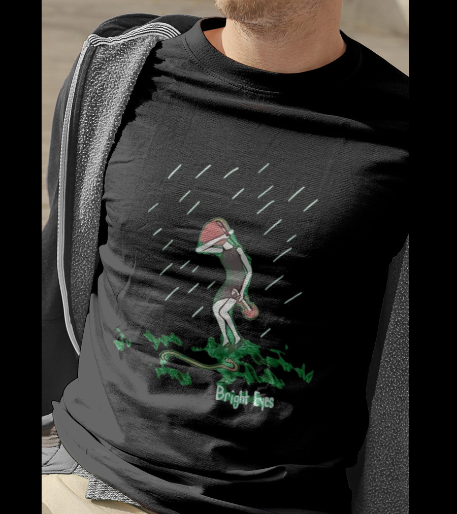 Bright Eyes Rainy Figure And Guitar T-Shirt