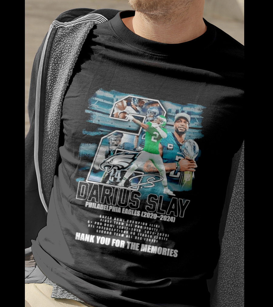 Darius Slay Philadelphia Eagles 2020 2024 Thank You For The Memories NFL Pro Bowl Interceptions T-Shirt
