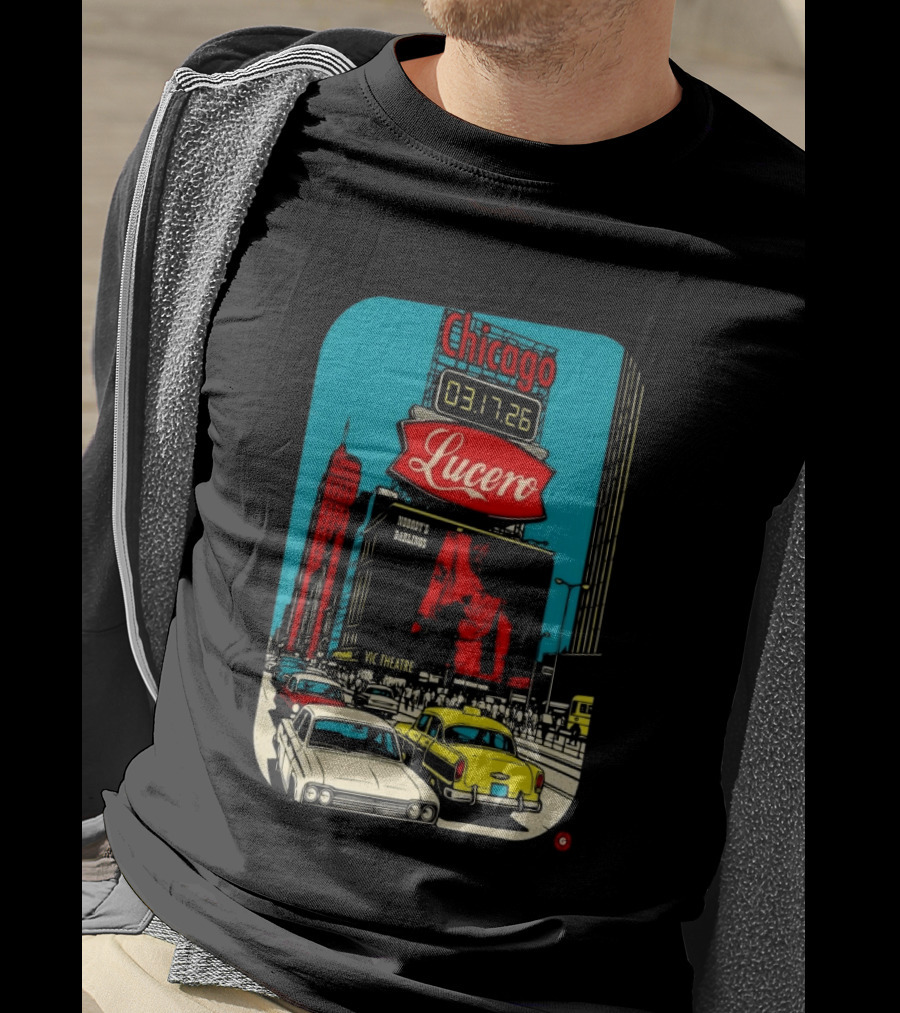 Chicago Lucero Vic Theatre March 17 2026 Concert Retro City Streetscape Scene T-Shirt
