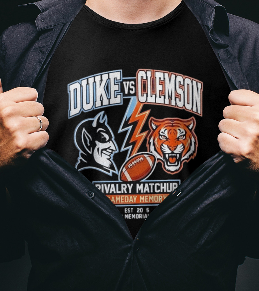 Duke Vs Clemson Rivalry Matchup Gameday Memory 2026 Classes Memorial Stadium T-Shirt