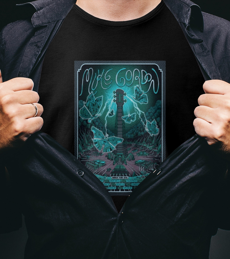 Mike Gordan March Tour 2026 Lightning Butterfly Guitar T-Shirt
