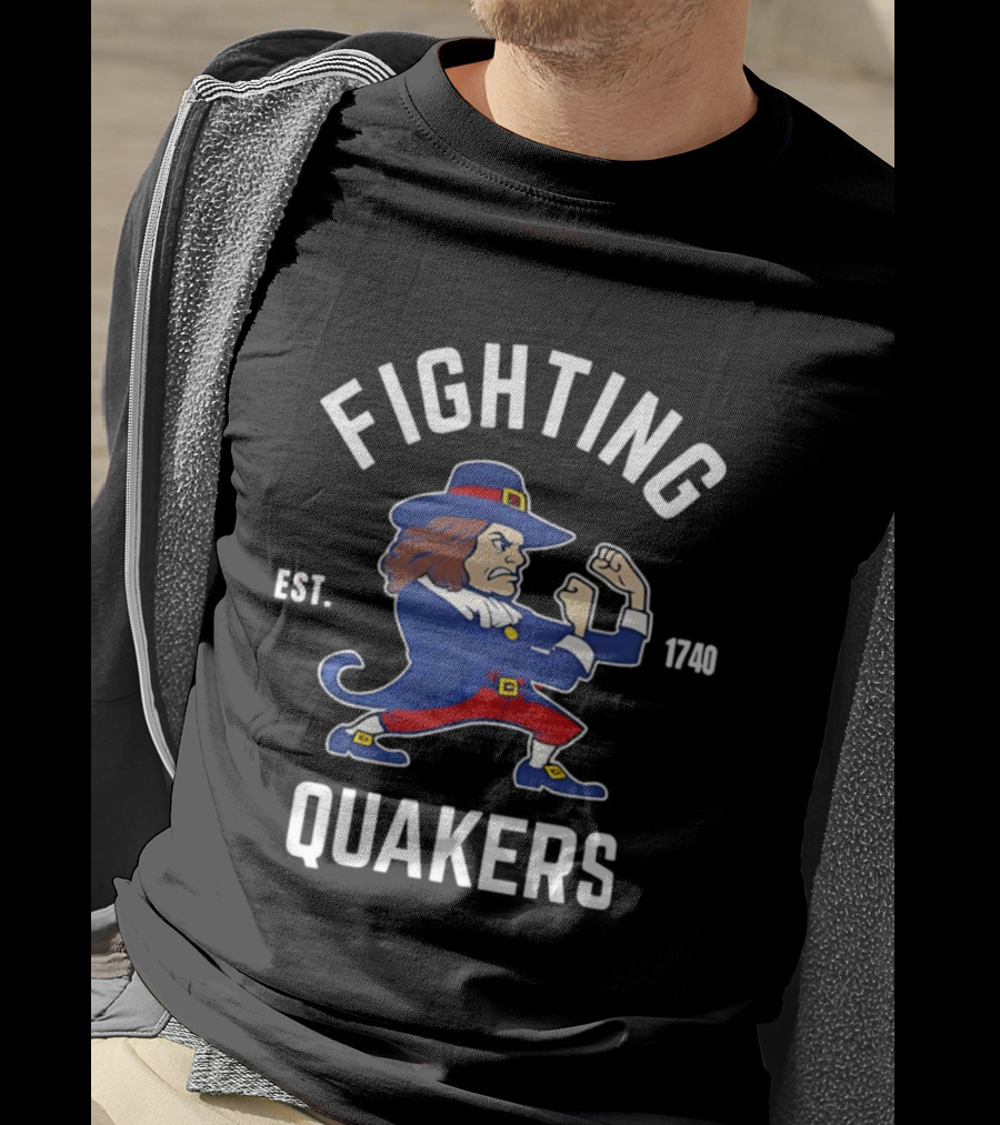 Fighting Quakers Est 1740 Vintage Mascot Image T-Shirt