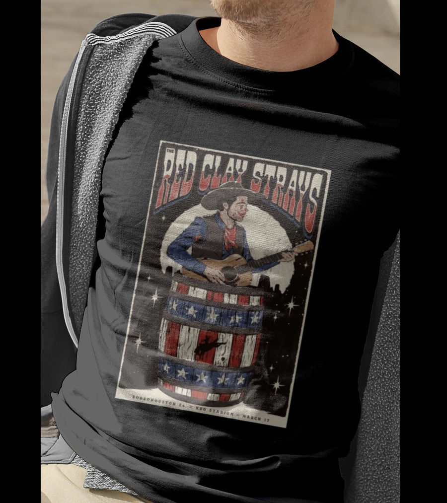 RodeoHouston The Red Clay Strays NRG Stadium March 17 2026 Cowboy Playing Guitar T-Shirt