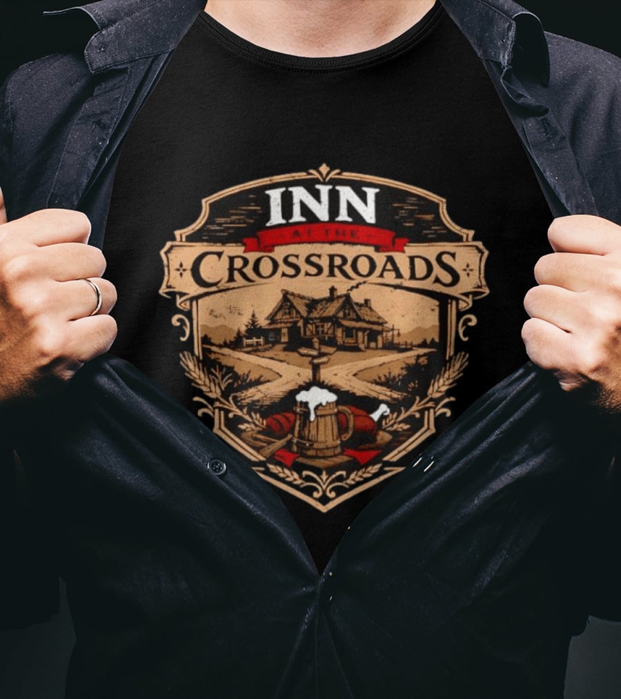 Inn At The Crossroads Medieval Tavern Shield Supernatural TV Series T-Shirt