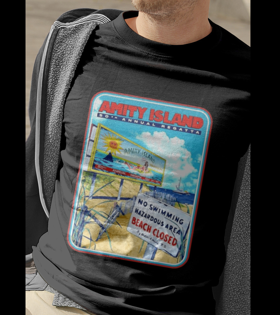 Amity Island 50th Annual Regatta No Swimming Beach Closed Jaws 1975 T-Shirt