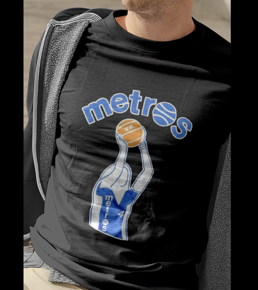 Washington Metros Basketball Player Number 4 Shooting With Blue White Jersey T-Shirt