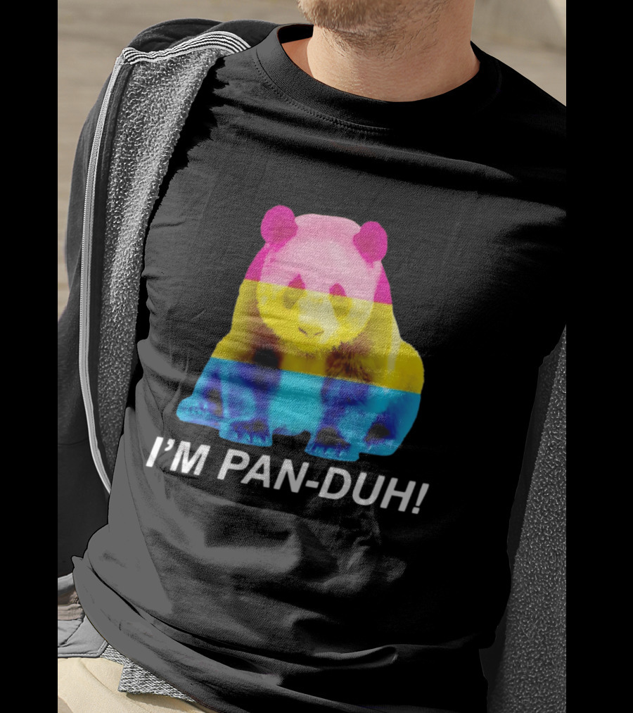 Panda I'm Pan Duh With Pan Flag Colors Panda T-Shirt
