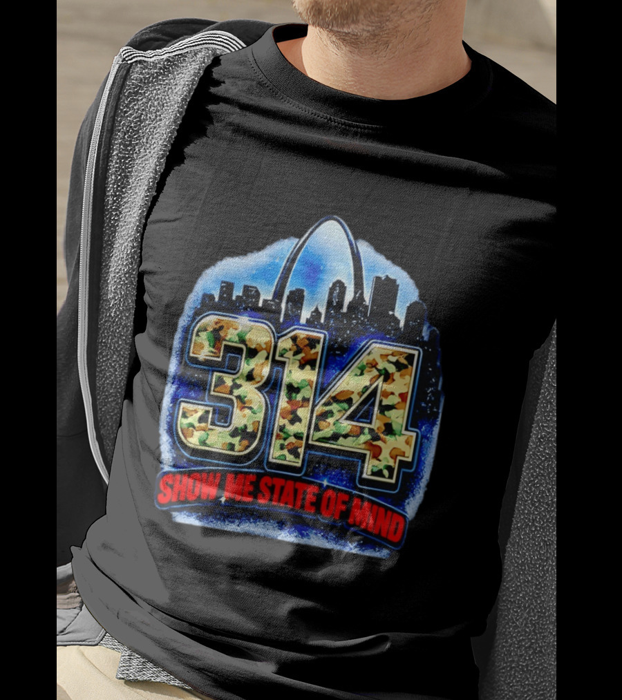 314 St Louis Camo Skyline Arch Show Me State Of Mind T-Shirt