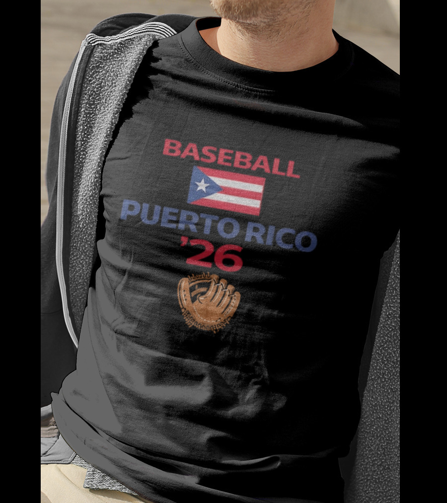 Puerto Rico Baseball 2026 Flag Emblem And Glove T-Shirt