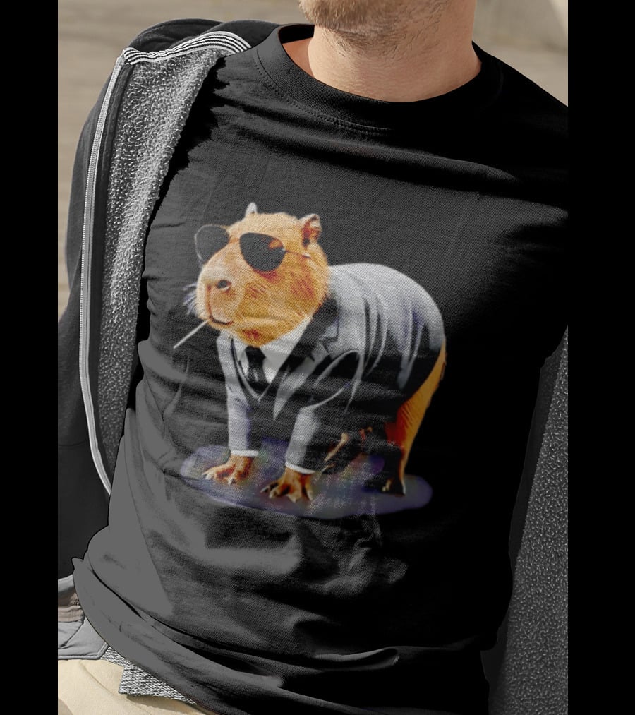 Big Boss Capybara In Suit Vest Sunglasses Water Pig T-Shirt
