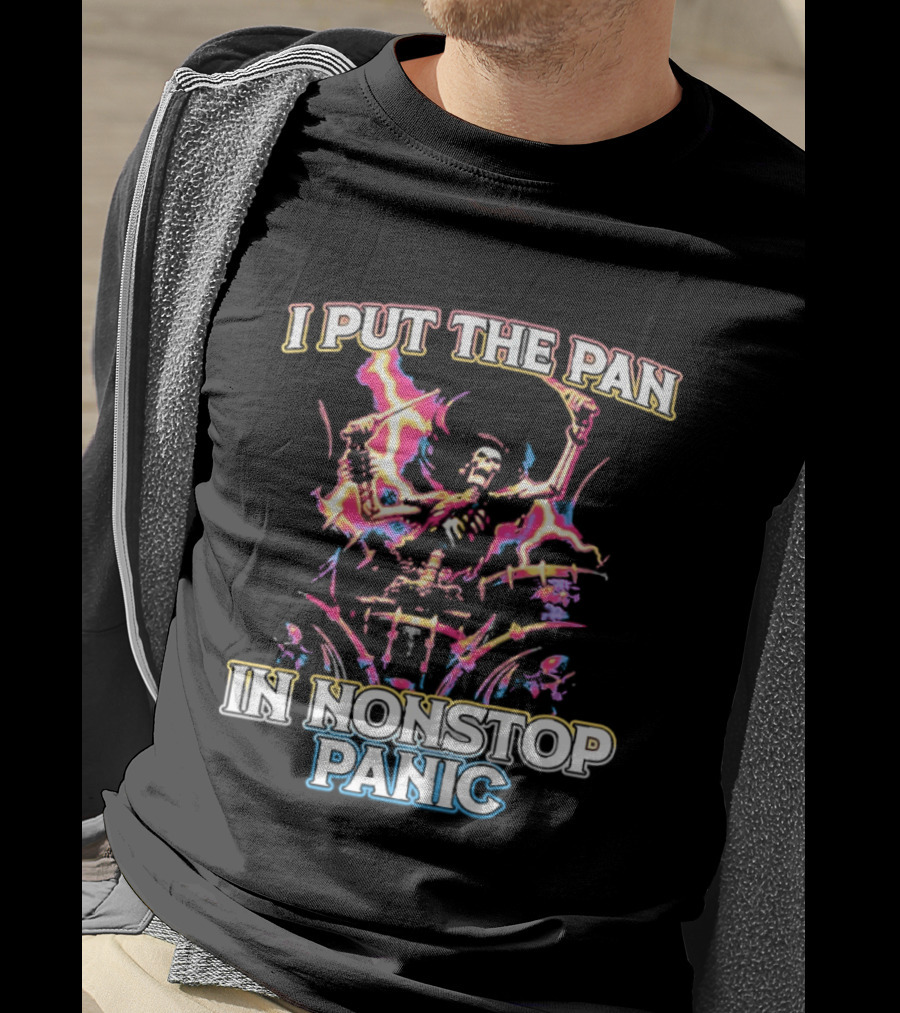 Skeleton I Put The Pan In Nonstop Panic Colorful Lightning T-Shirt