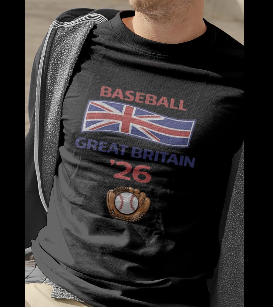 Great Britain Baseball 2026 UK Flag Baseball Glove And Ball T-Shirt