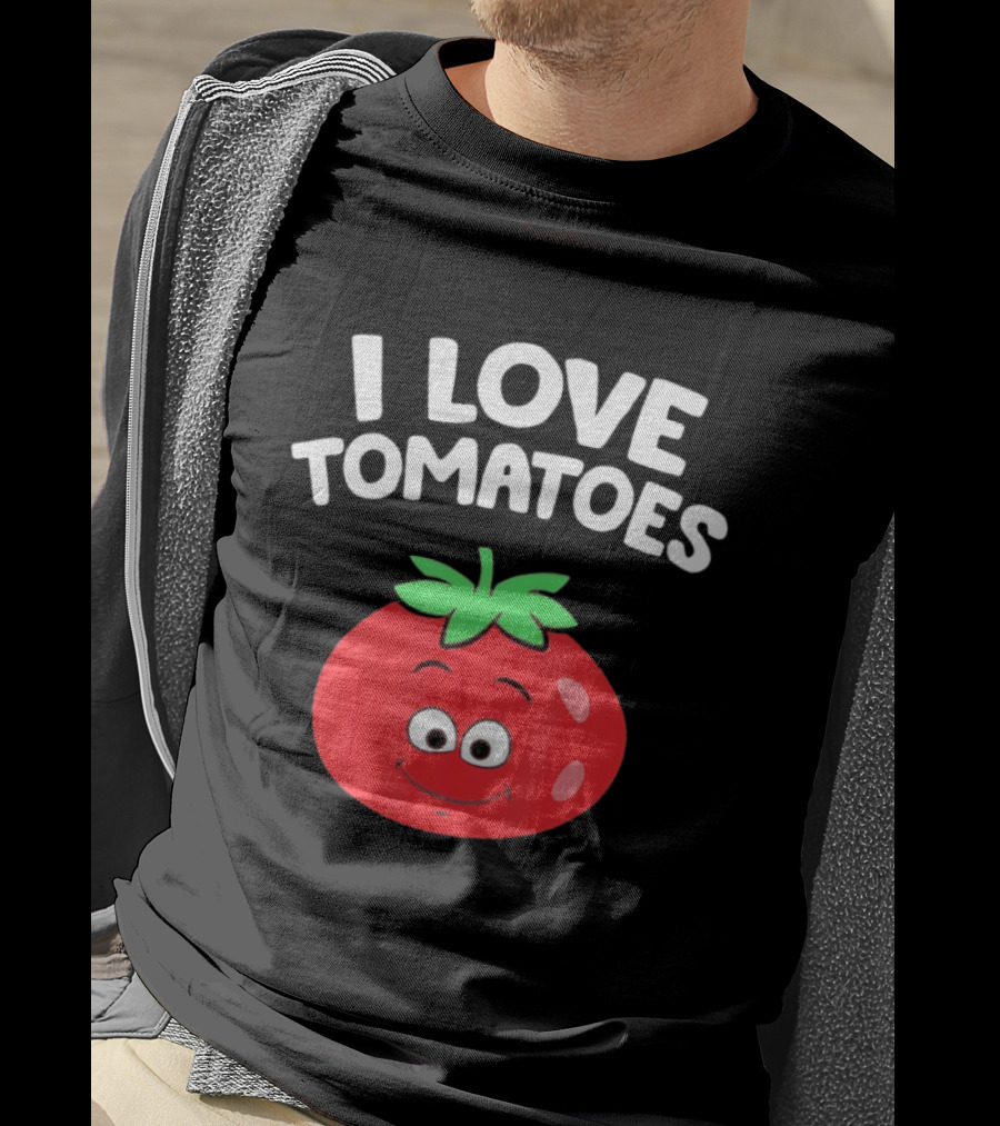 I Love Tomatoes Happy Smiling Tomato Cartoon T-Shirt