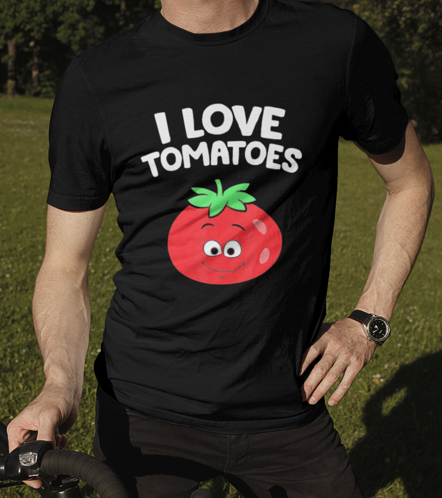 I Love Tomatoes Happy Smiling Tomato Cartoon T-Shirt