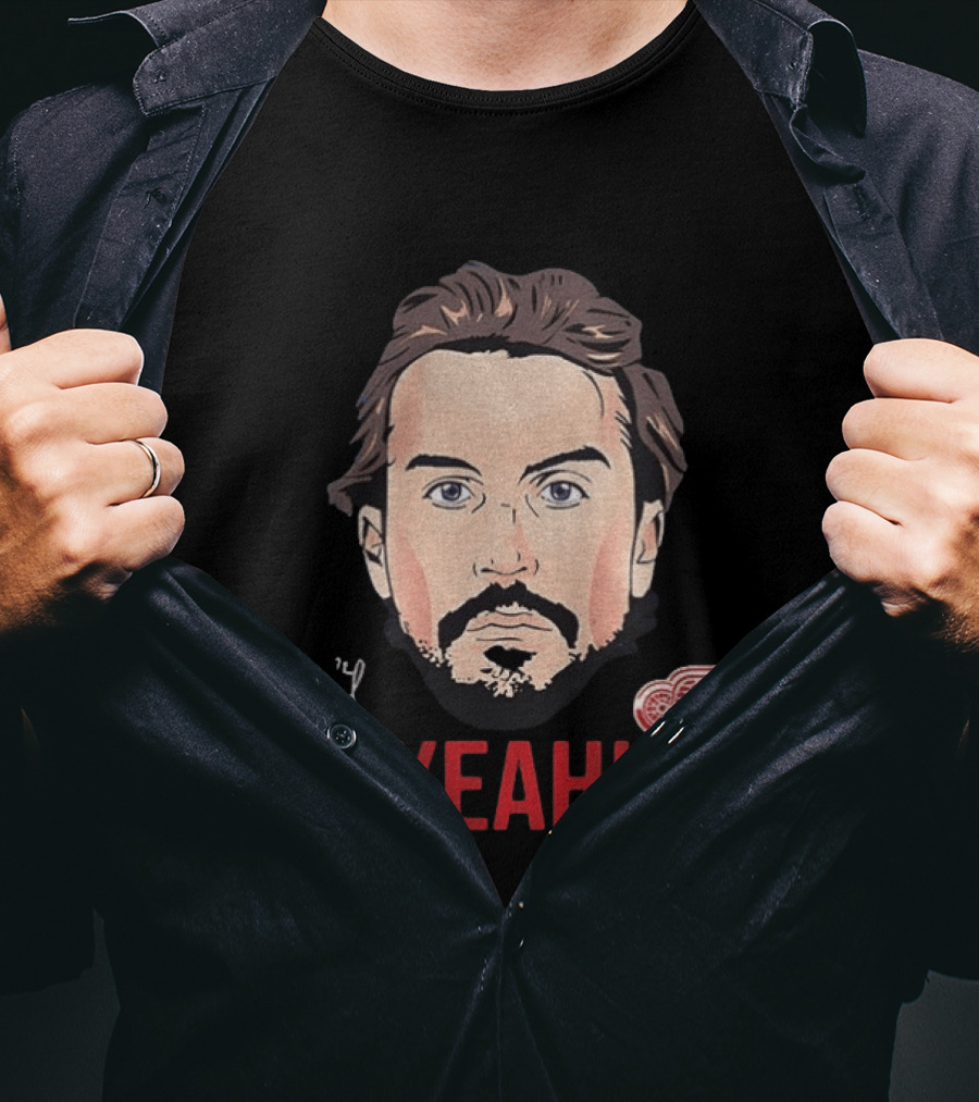 Justin Faulk Big Face Cartoon Yeah Red Wings NHL Hockey T-Shirt