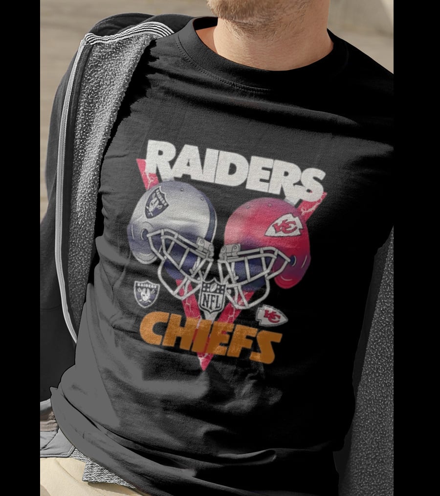 Raiders Vs Chiefs NFL Helmet Showdown T-Shirt