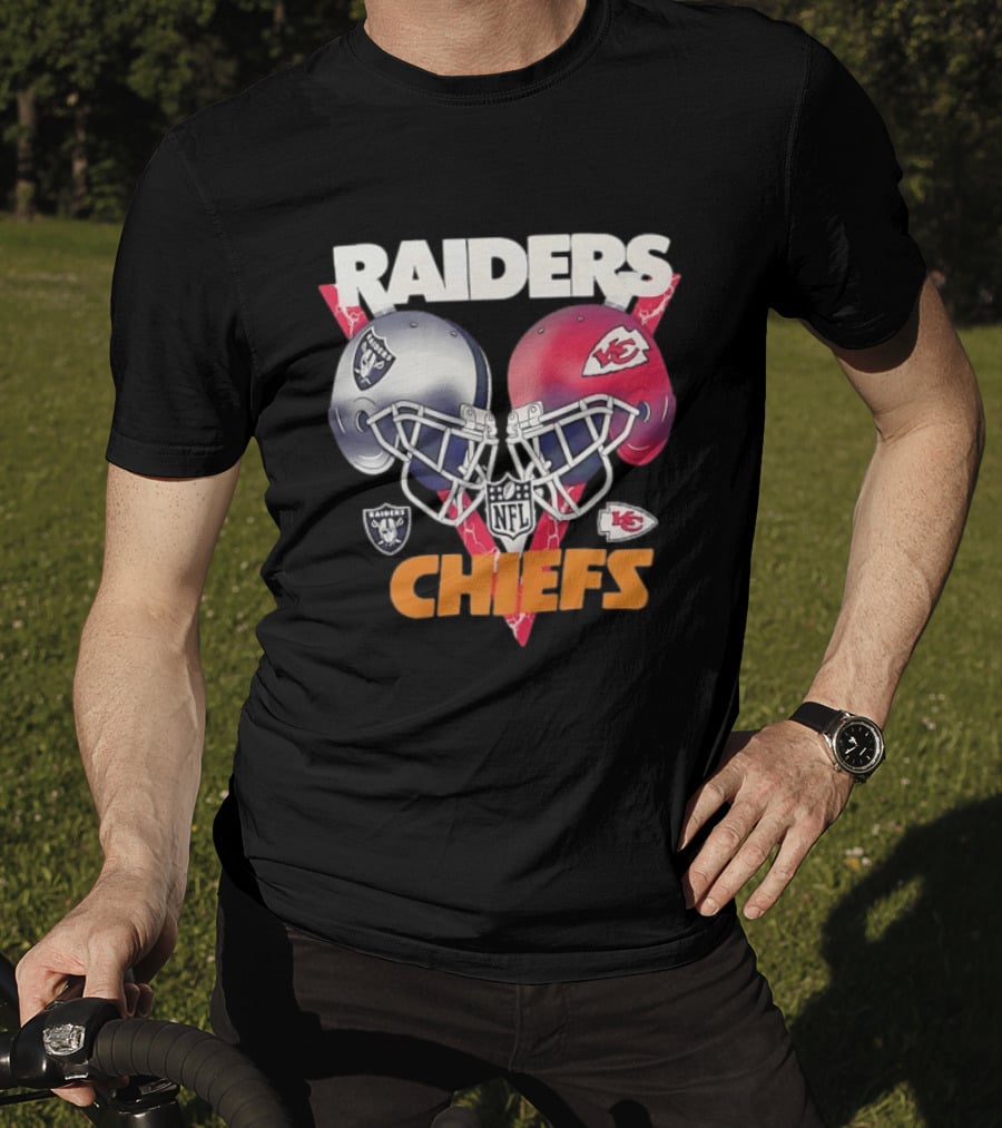 Raiders Vs Chiefs NFL Helmet Showdown T-Shirt