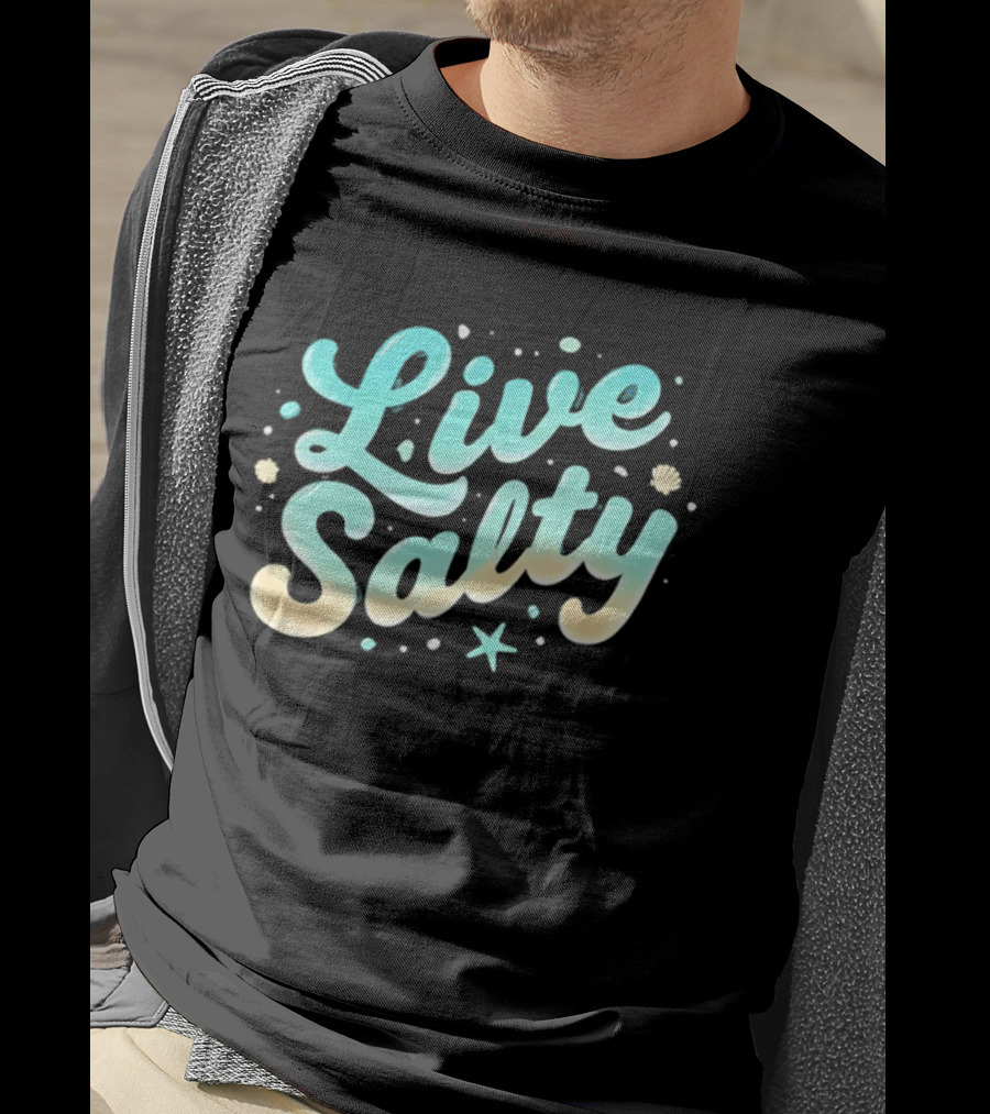 Live Salty Sea Lovers Ocean Vibes Starfish Shells T-Shirt