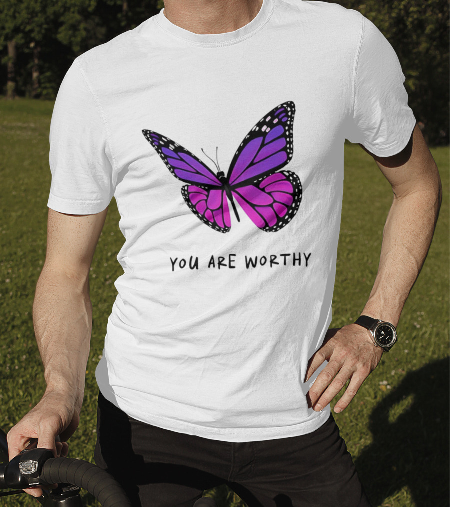 You Are Worthy Butterfly Purple Pink T-Shirt