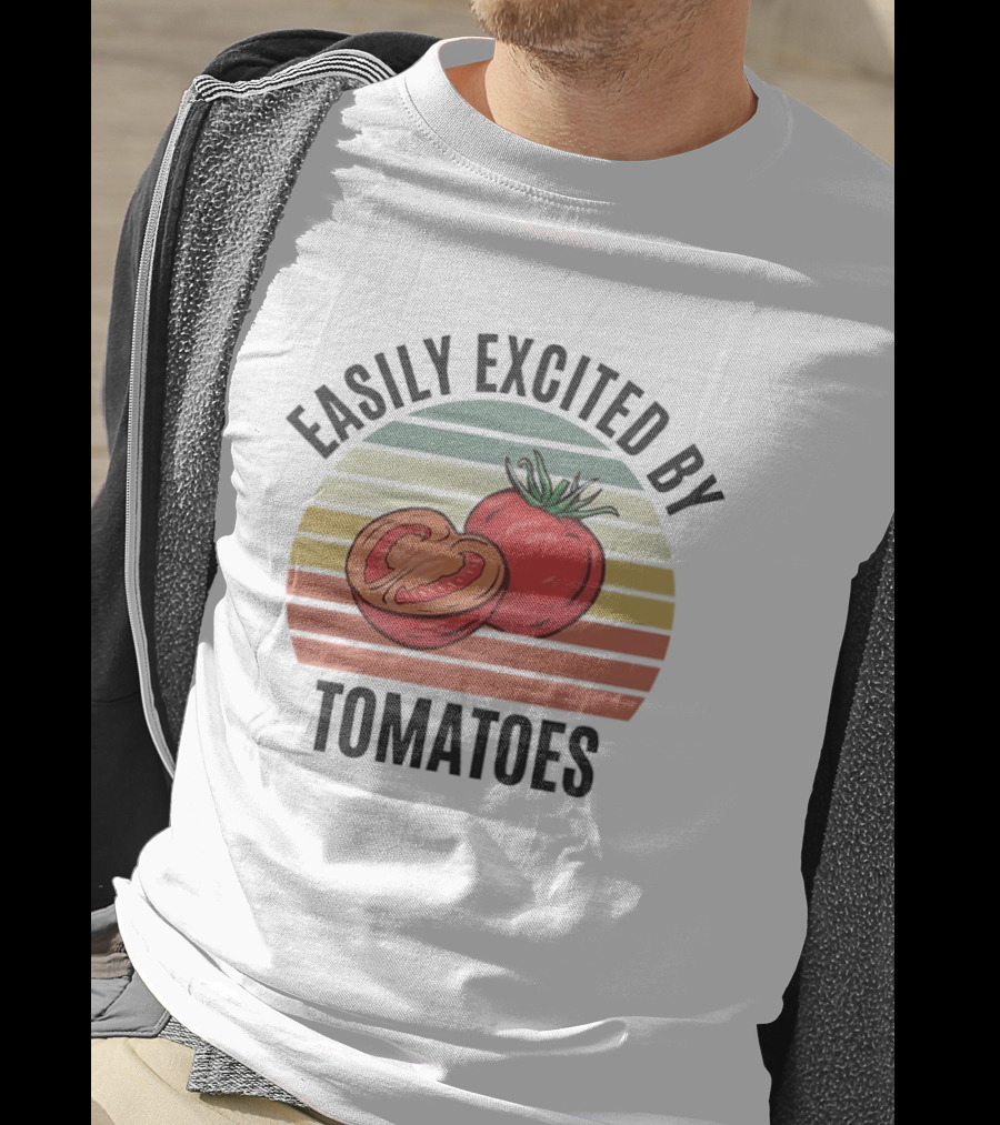 Easily Excited By Tomatoes Vintage Tomato Lover T-Shirt