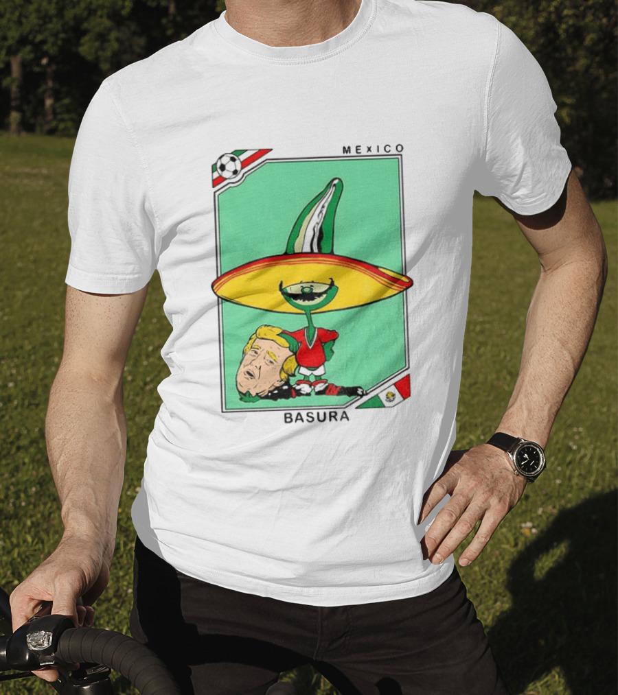 Mexico Basura Trump Football Flag T-Shirt