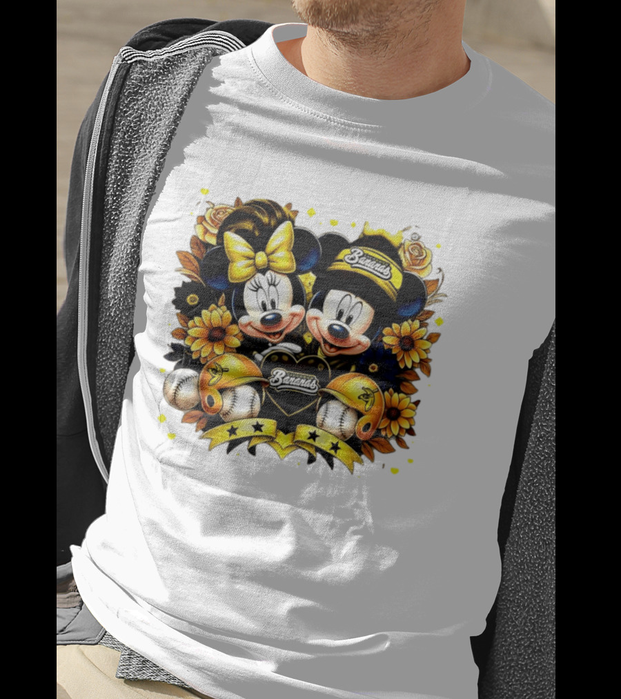 Mickey And Minnie Disney X Savannah Bananas Baseball Collaboration Floral T-Shirt