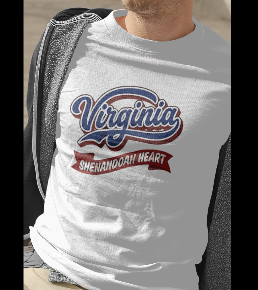 Virginia Shenandoah Heart Vintage Style Script And Ribbon T-Shirt
