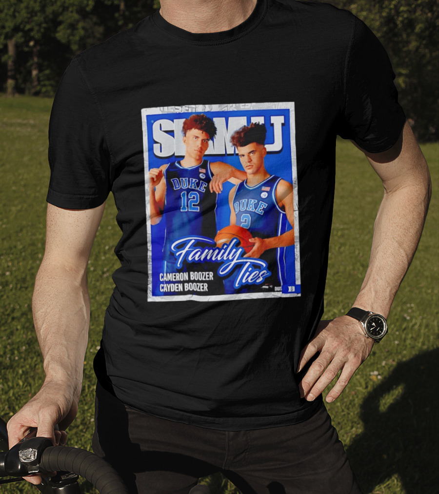 SLAMU Cameron And Cayden Boozer Duke Blue Devils Family Ties Basketball T-Shirt
