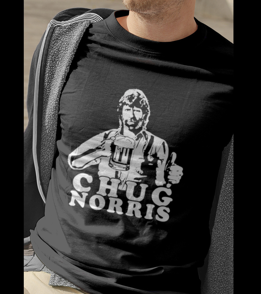 Chug Norris Drinking Beer Thumbs Up T-Shirt