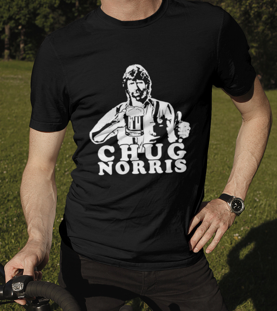 Chug Norris Drinking Beer Thumbs Up T-Shirt