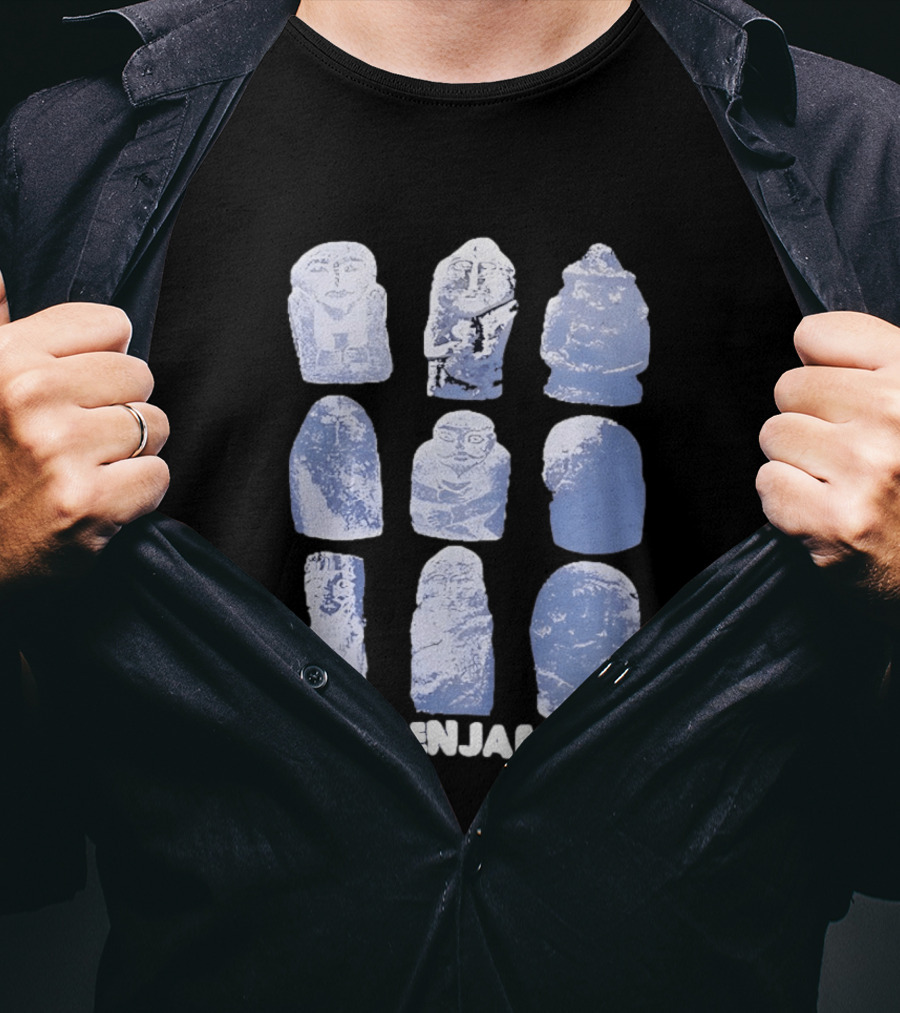 Les Benjamins Stylized Blue Stone Figures Collection T-Shirt