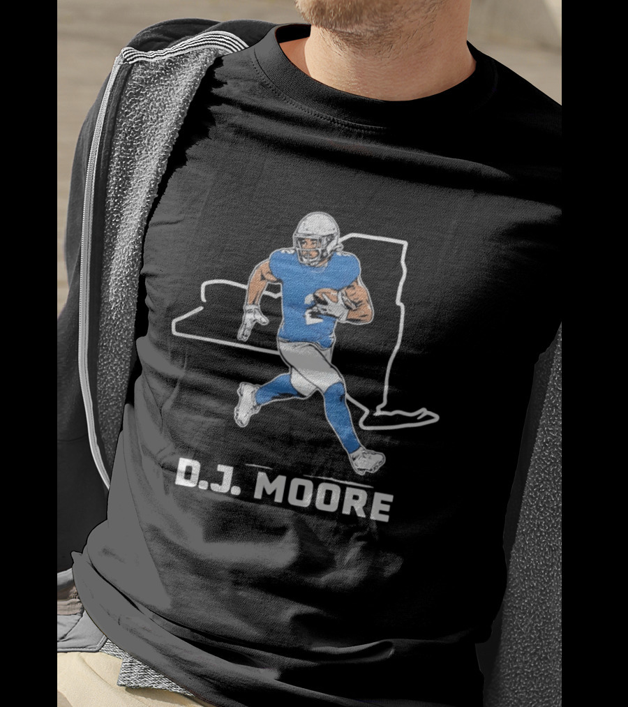 DJ Moore Football Player Carolina Panthers New York Map T-Shirt