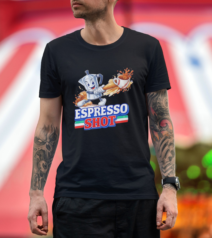 Espresso Shot Moka Pot Baseball Italy Flag T-Shirt