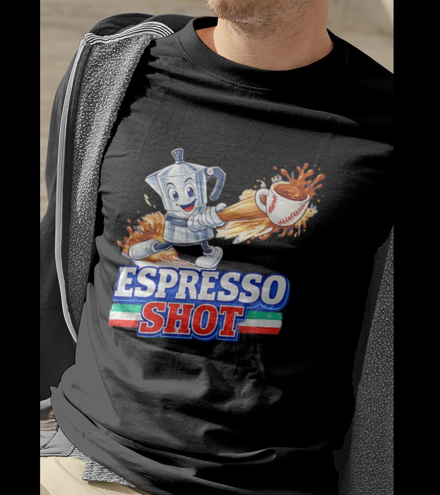 Espresso Shot Moka Pot Baseball Italy Flag T-Shirt