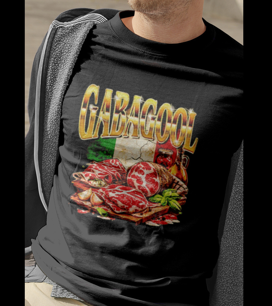 Gabagool Italian Cuisine With Italian Flag And Traditional Ingredients T-Shirt