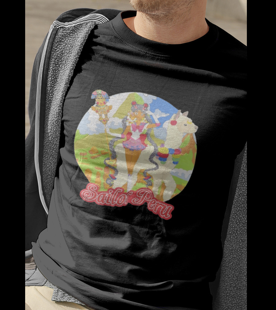 Sailor Moon Sailor Peru Anime Crossover With Llama And Traditional Peruvian T-Shirt