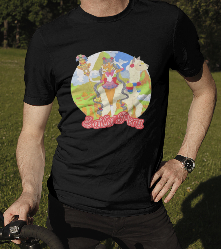 Sailor Moon Sailor Peru Anime Crossover With Llama And Traditional Peruvian T-Shirt