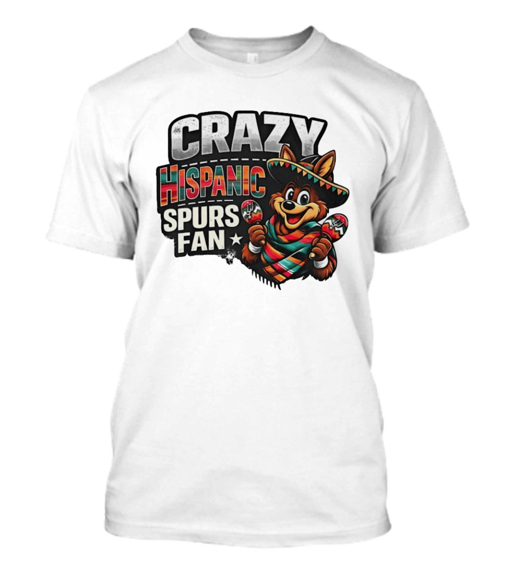 Crazy Hispanic Spurs Fan Sombrero And Maracas T-Shirt