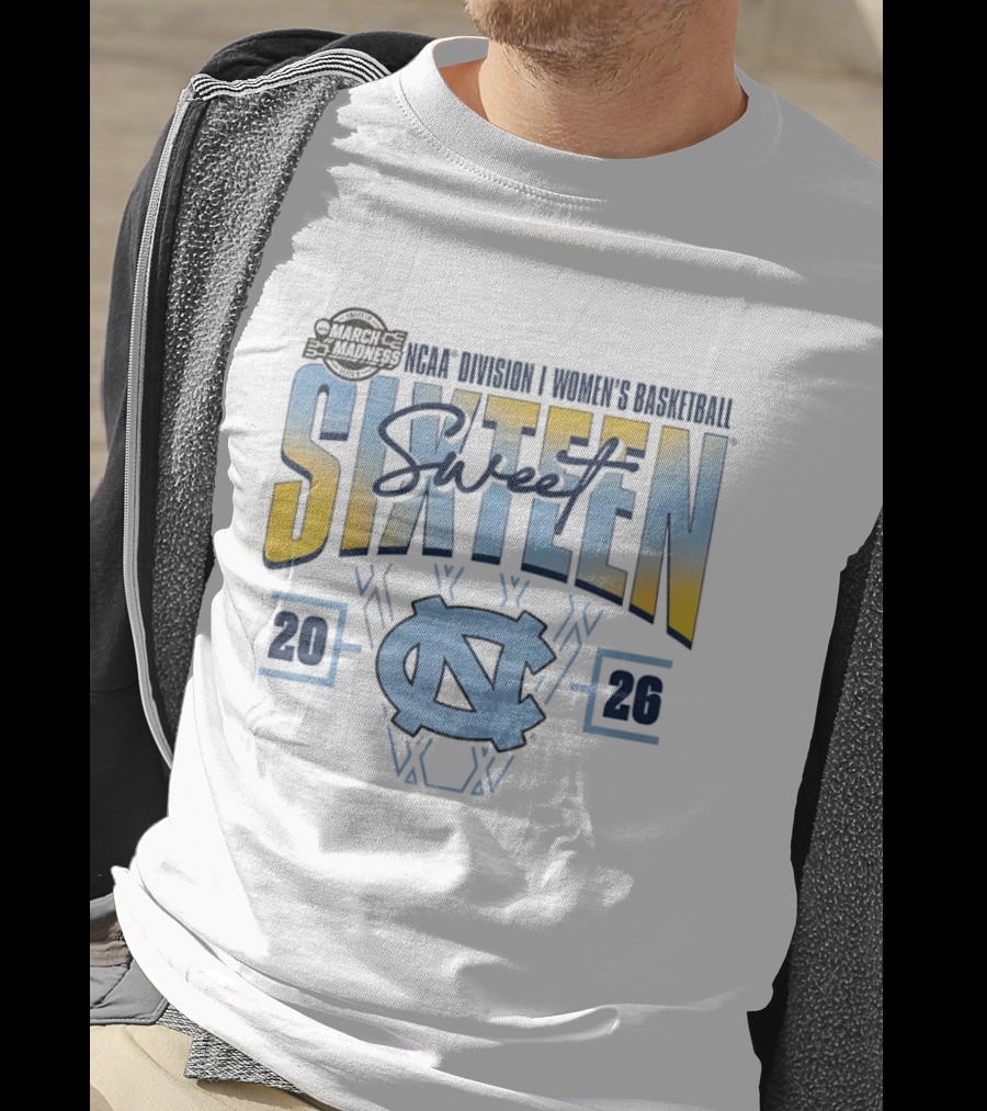 2026 NCAA Division I Women's Basketball March Madness Sweet Sixteen North Carolina Tar Heels T-Shirt