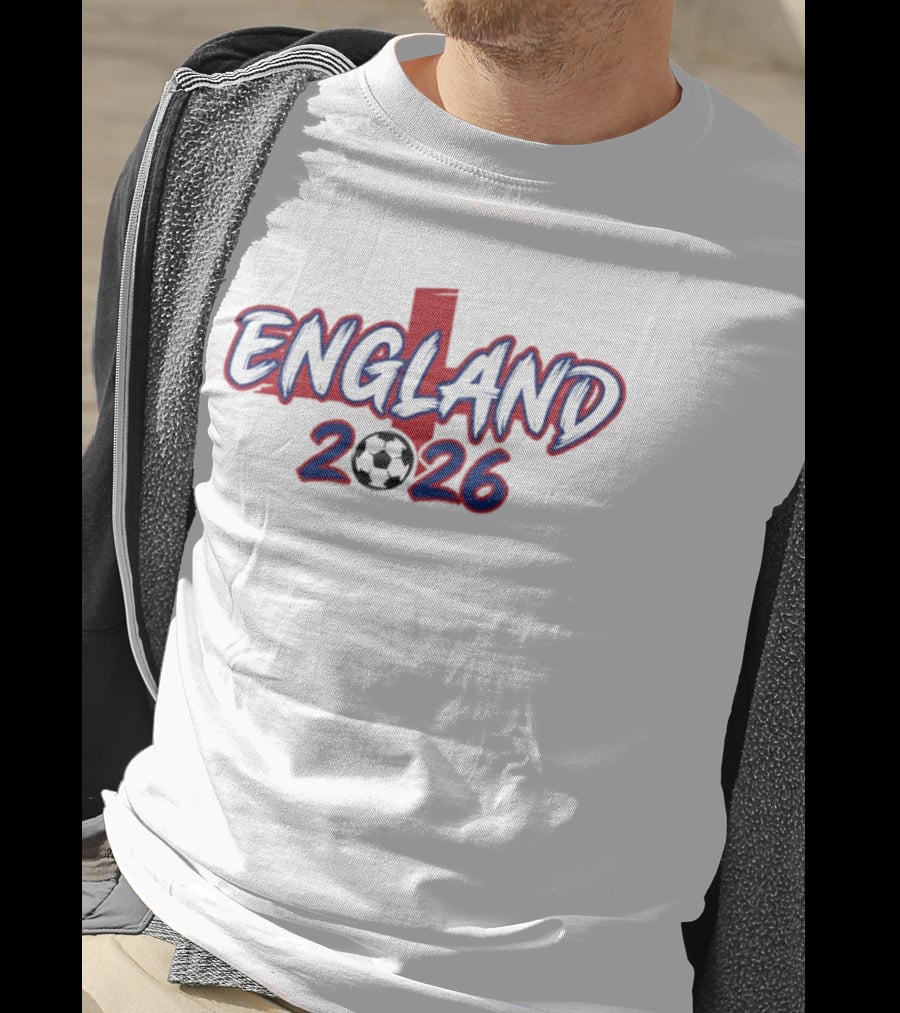 England 2026 Soccer Cross Football T-Shirt