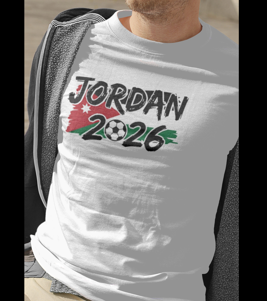 Jordan 2026 World Cup Soccer Team Flag Map Football T-Shirt