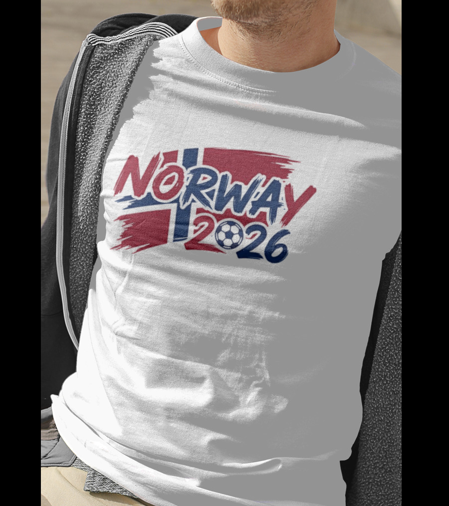 Norway 2026 Soccer National Team Flag Style Soccer Ball T-Shirt