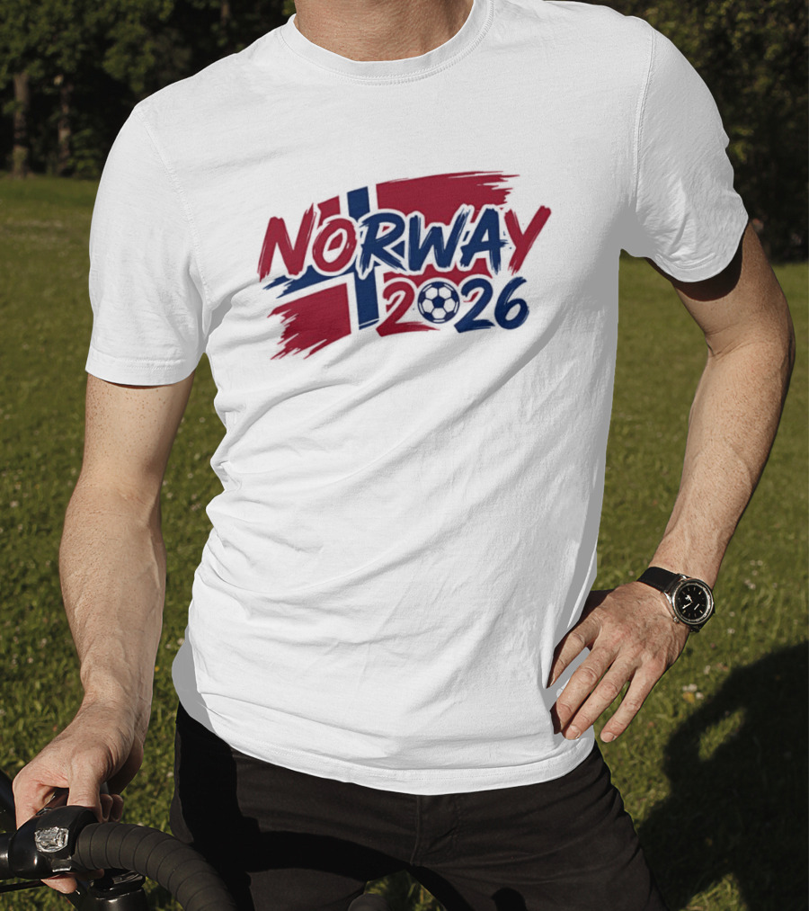 Norway 2026 Soccer National Team Flag Style Soccer Ball T-Shirt