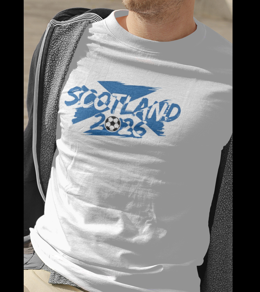 Scotland 2026 Soccer Emblem With Blue Brushstroke T-Shirt