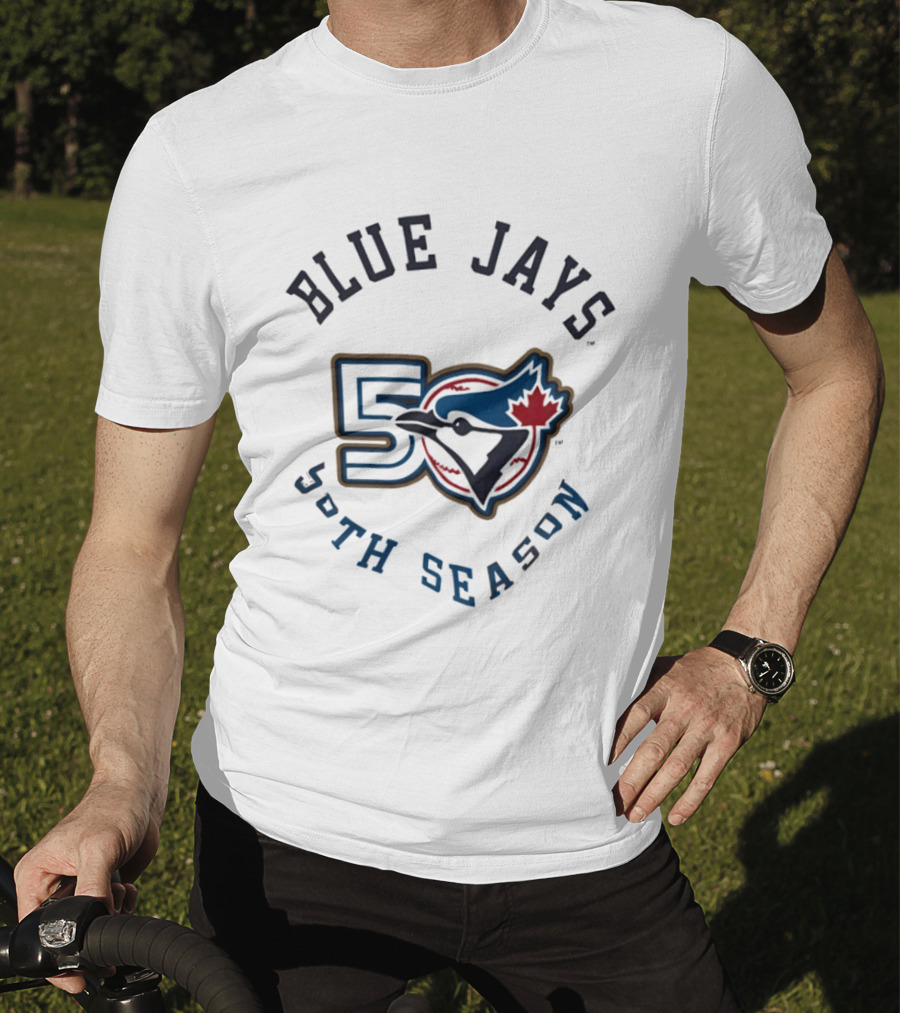 Blue Jays 50th Season Anniversary Retro Logo With Maple Leaf And Baseball T-Shirt