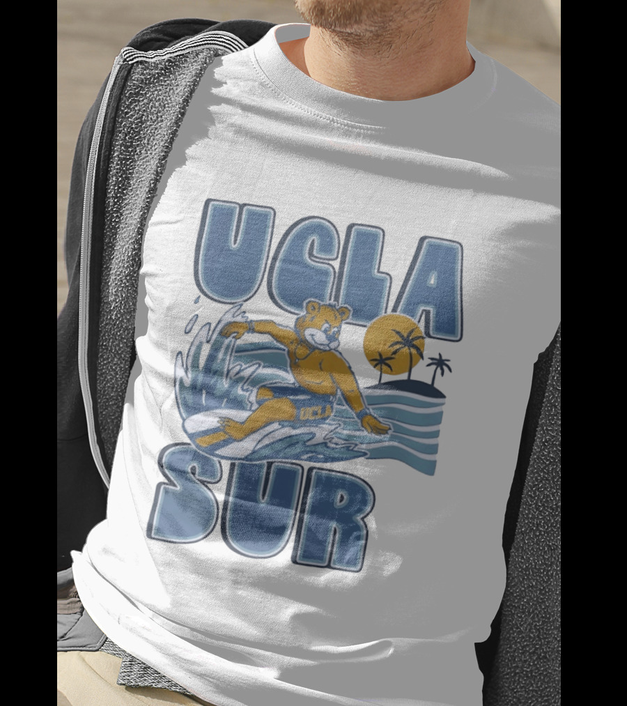 UCLA Joe Bruin Surfing Waves With Palm Trees And Sun T-Shirt