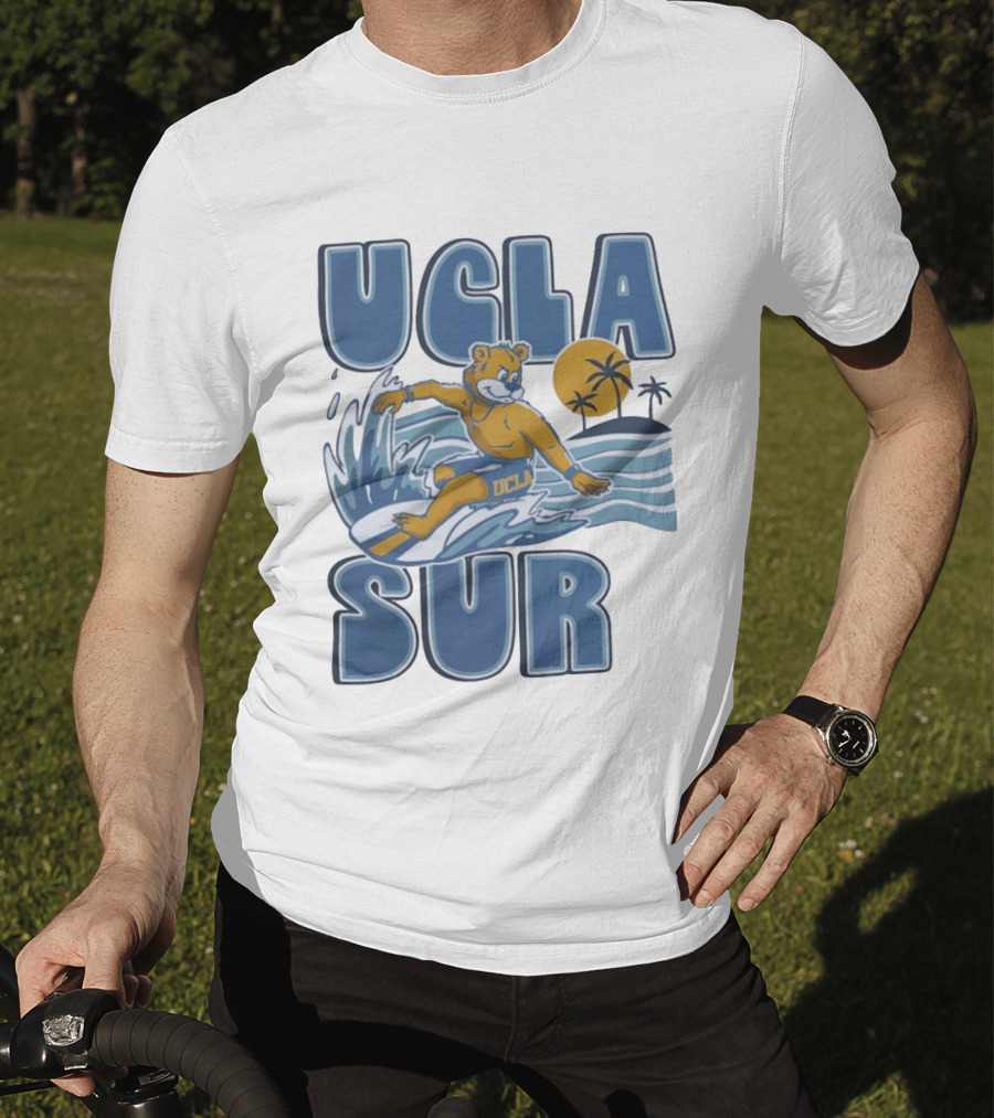 UCLA Joe Bruin Surfing Waves With Palm Trees And Sun T-Shirt