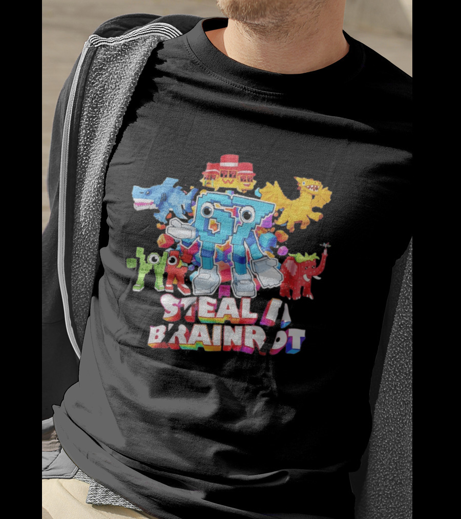 Steal A Brainrot 67 Blocks Colorful Characters T-Shirt